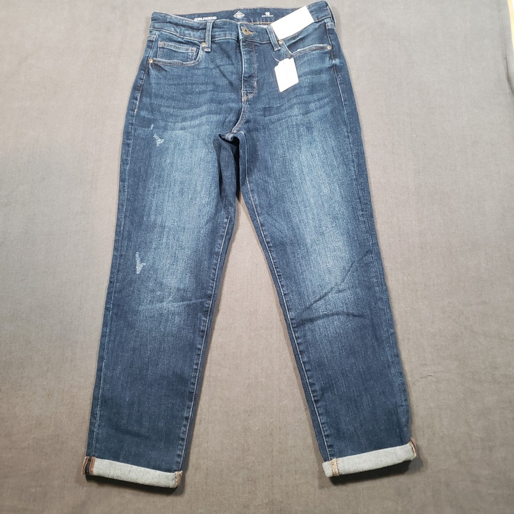 St. John's Bay Girlfriend Jeans Womens 10 Blue Mid Rise Secretly Slender NWT